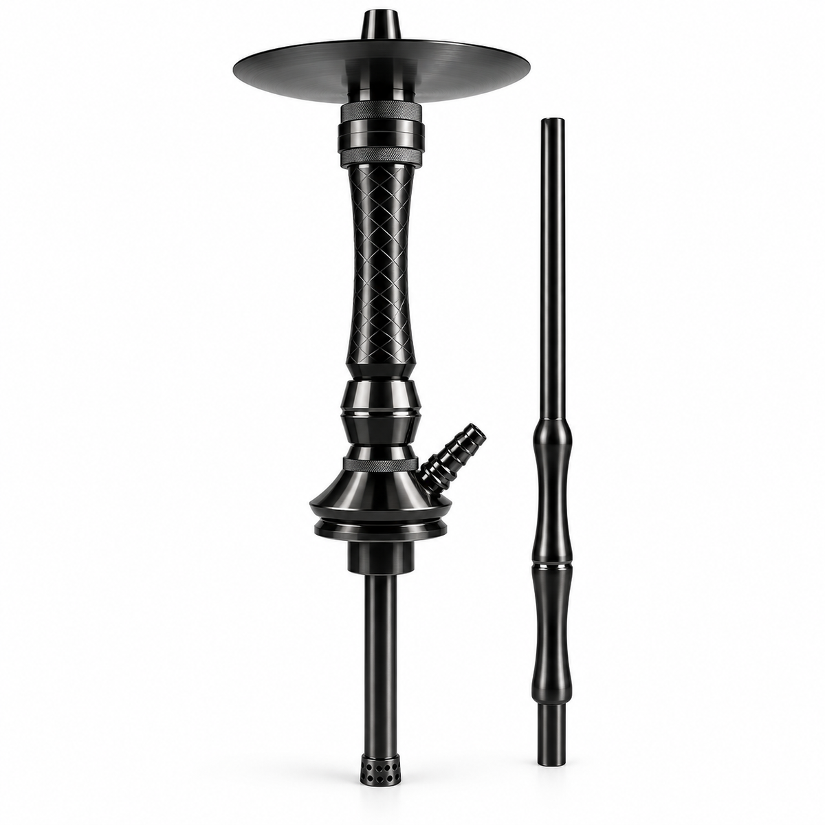 Cachimba Mr. Shisha Valhalla Negra sin base, con boquilla metálica a juego; imagen creada con IA