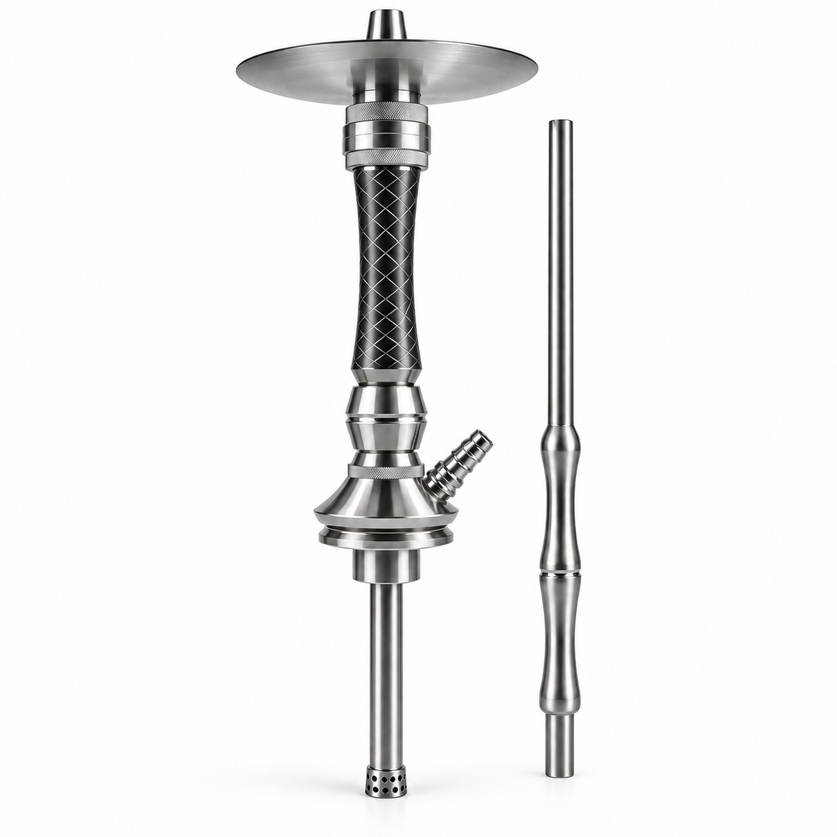 Cachimba Mr. Shisha Valhalla Plata sin base, con boquilla metálica a juego; imagen creada con IA